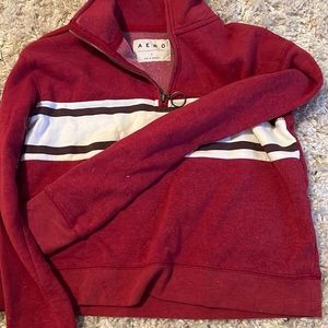 Aeropostale cropped ish red with stripes zip up crewneck, size small